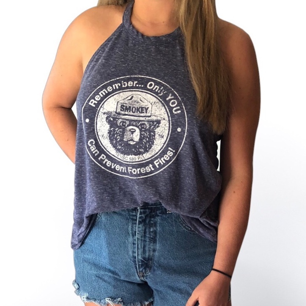 Smokey Bear Blue Halter Tank Top